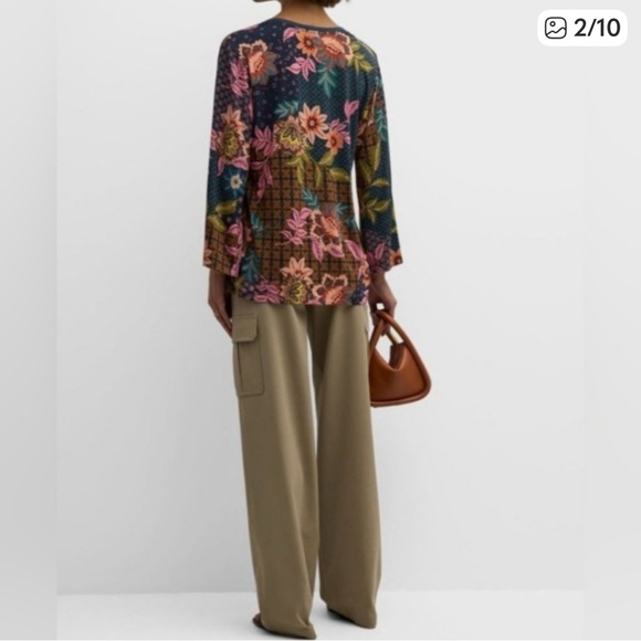 Johnny Was Multicolor Floral V-Neck Blouse - Picture 3 of 6